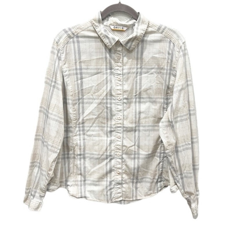 Orvis Plaid Technical Outdoor Long Sleeve River Guide Shirt Size XL Granola Girl